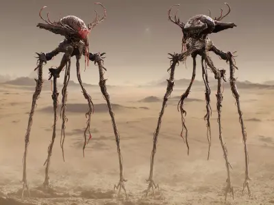 Alien Tripod Low-poly 3D model