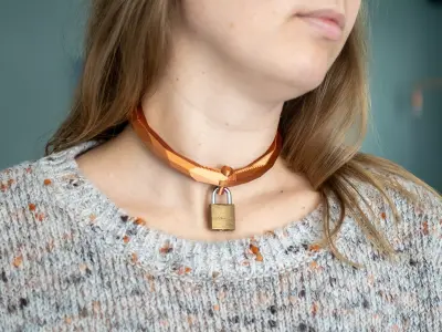 Low Poly Collar 3D print model copper padlock bracelet Free 3D print model