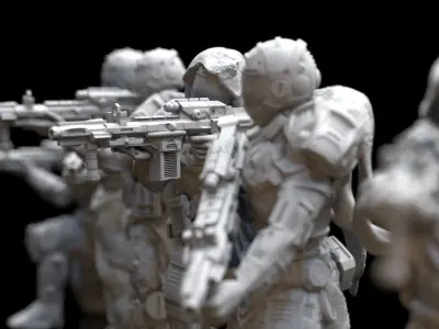 Scifi Infantry Squad 3D print model