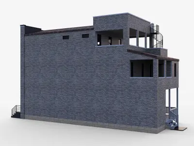 Brownstone townhouse 2 Low-poly 3D model