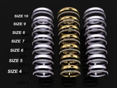 DOUBLE ROW STACK DIAMOND BAND RING MIX SIZE 4 5 6 7 8 9 10 3D print model