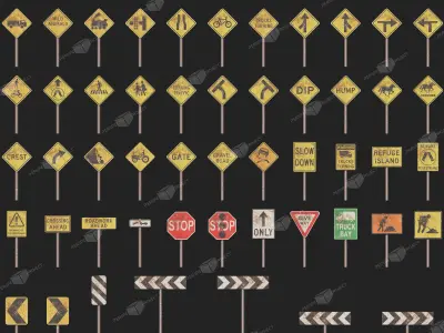 Traffic signs 1 Australia 3D model