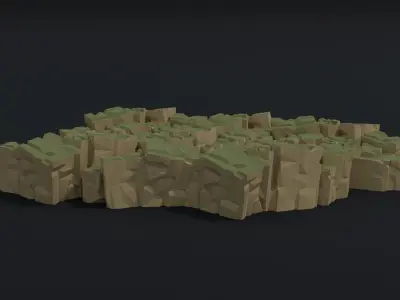 Cartoon Cubic mountains Polygonal Style Low-poly 3D model