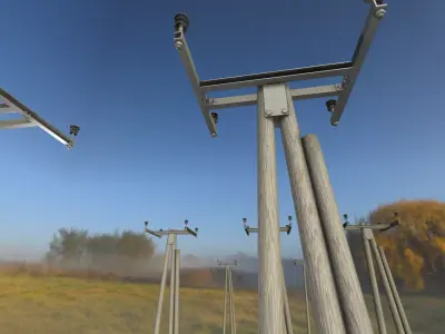 Wooden Electricity A-Pole without Ladder - Object 045 Low-poly 3D model