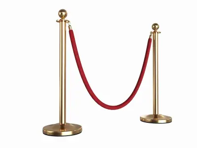 Barrier post classic with velvet rope 3D model