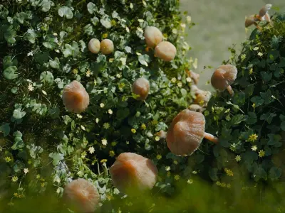 Mushroom Road Scene Low-poly 3D model