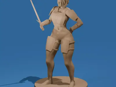 Sexy Armored Energy Sword Woman 3D print model