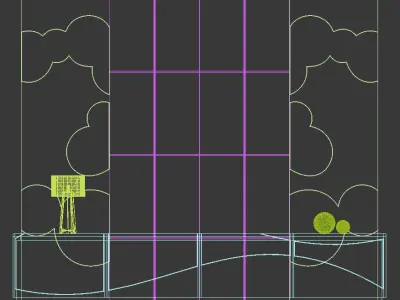 Reception cabinet with doors and drawers 3D model