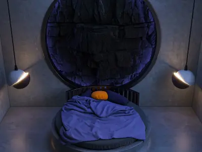 Interior circle bedroom 3D model