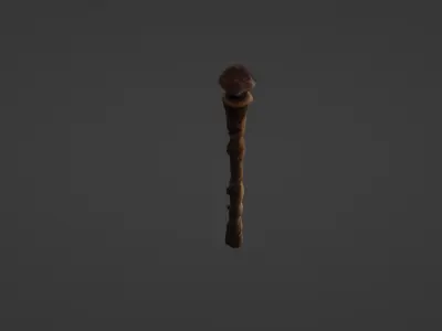 Ancient Wizards Staff with Glowing Crystal Orb 3D model
