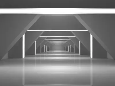 Empty White Corridor Low-poly 3D model