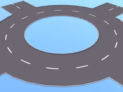 Cartoon roads elements Low-poly 3D model