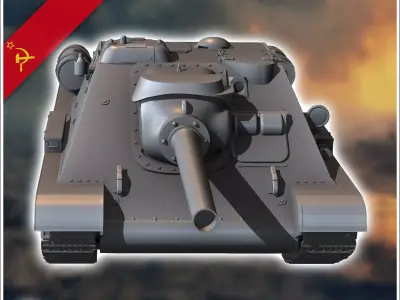 SU-122M assault gun - Soviet army WW2 Second World East front Os 3D print model