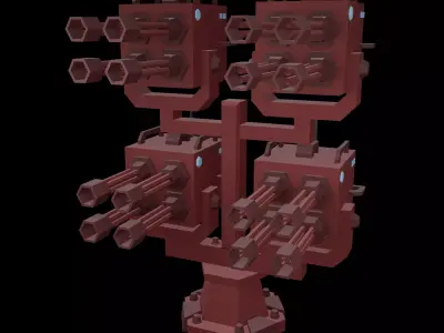 Tower Defence Mechanical v7 003 Low-poly 3D model