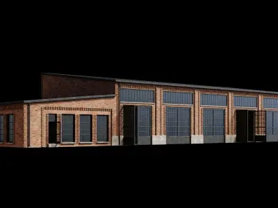 BRICK FACTORY SCHOOL PRISON BUILDING CITY TOWN COLLECTION Low-poly 3D model