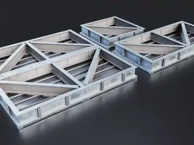 Modular Industrial Metal Floor Panels Low-poly 3D model