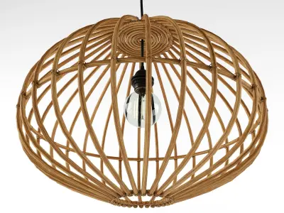 Rustic Hanging Lamp Natural Bamboo Cane Drop 3D model