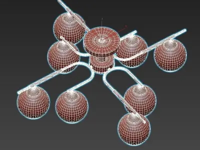 de-markt-gamburg-605014606 six light brass ceiling fixture wi... 3D model