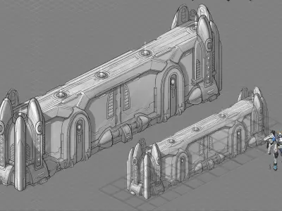 Space Station - City Wall 03 3D model