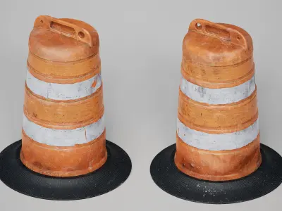 Post Apocalyptic Traffic Barrel Low-poly 3D model