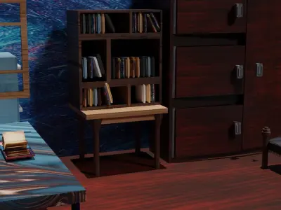 3d model of a bedroom Free low-poly 3D model