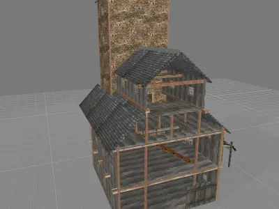Old Barn Low-poly 3D model