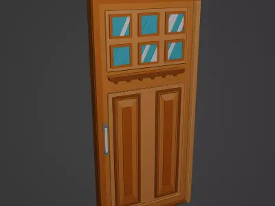 Medieval Door Low-poly 3D model 12