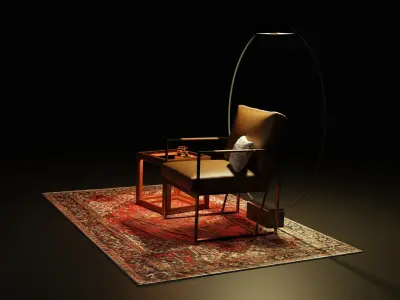 CubeChair chair with lamp and rug 3D model