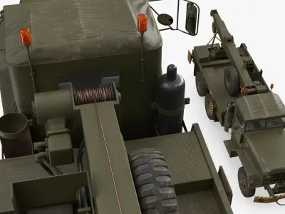  Army Wrecker Crane Truck Dirty Simplified 