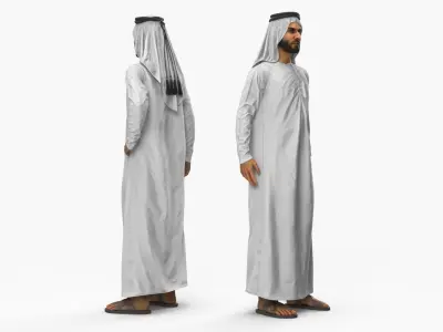 Arabian Man in Kandura Hand on Waist White 