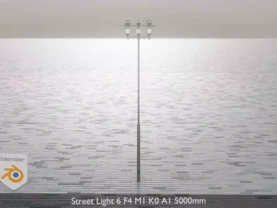 Street Light 6 F4 M1 K0 A1 5000mm Low-poly 3D model