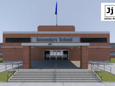College School Secondary Low-poly 3D model