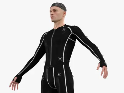  Studio Mocap Suit on Male Actor Black 