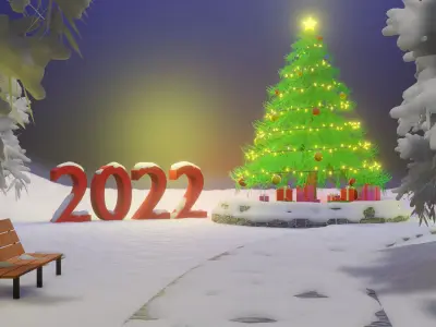 3D rendering scene beautiful christmas tree 3D model