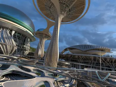 Art Nouveau Future City 3D model
