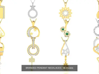 36 BRANDED PENDANT NECKLACES 3D Model Pack