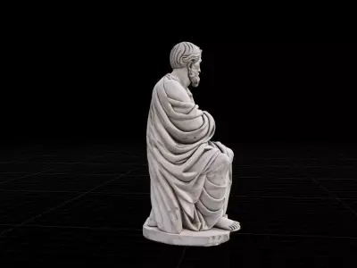 Classical Greek Philosopher Statue - High Poly PBR Sculpt Low-poly 3D model