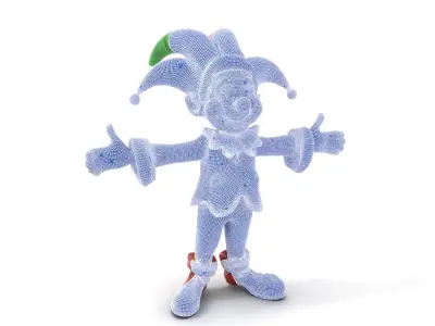 Colorful Clown Character Rigged and Animated for Games Low-poly 3D model