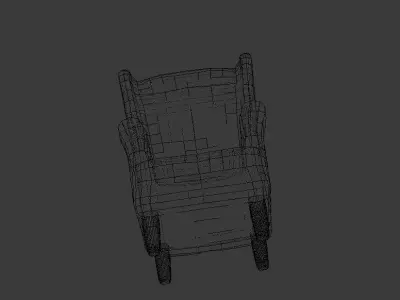 PBR Armchair low poly game ready 3d model wing chair Low-poly 3D model