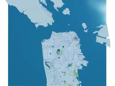 San Francisco with Terrain 3D model