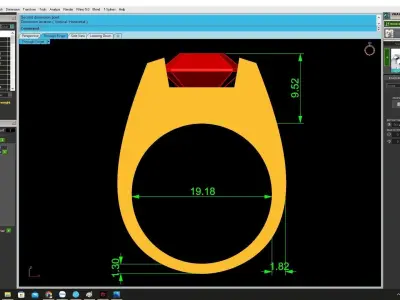 Bold Square Cut Gemstone Ring with Modern Architectural Des 4463 3D print model