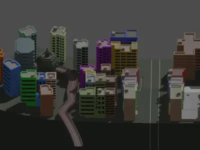 City Package Low-poly 3D model