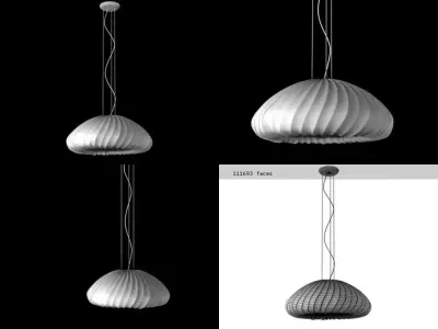 Muse three different colored lamps hanging from ceiling 3D model