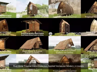 Rust Metal Tropical Cabin Collection-Applied Vernacular Modern 3D Model Pack