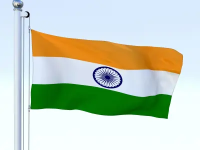 Animated India Flag Low-poly 3D model
