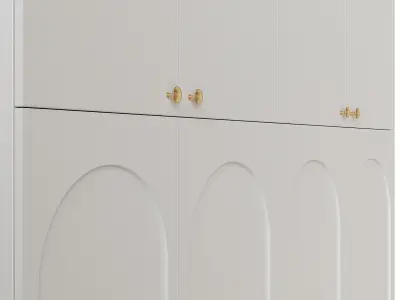 Wardrobe 3 door with brass handles 3D model
