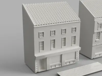 Townhouse Street Shops 1 to 100 scale Diorama 3D print model