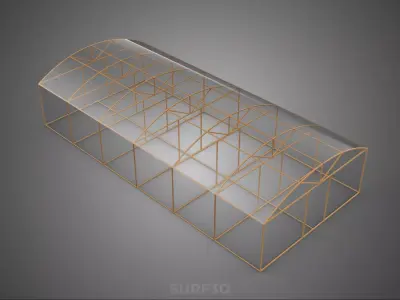 ARCHED POLYTUNNEL GREENHOUSE GLASSHOUSE WOOD FRAME PLANT FARMING 3D model