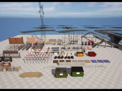 Uk Street and road props Low-poly 3D model