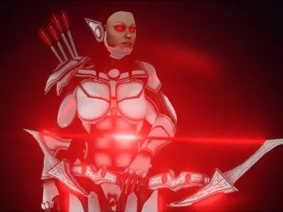 Female Space Elf Archer---Ready for Games Low-poly 3D model